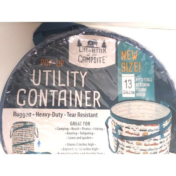 NEW Camco Collapsible Utility Container  15"x18" Life is Better 42989 POP-UP fun - Picture 3 of 6